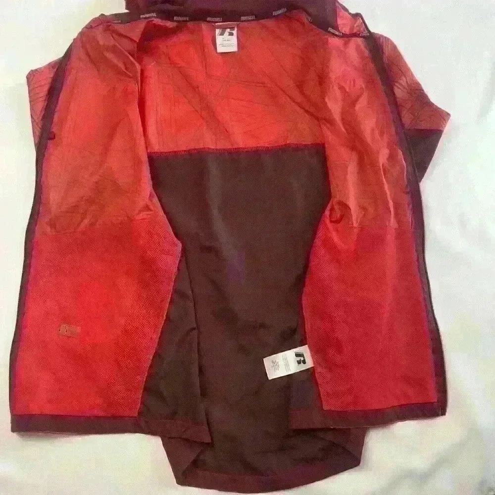 Russell Mens Track jacket Full Zip Windbreaker Sports coat‎ Red Athletic Small​ - Picture 12 of 16